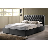 Baxton Studio BBT6203-Black-Bed Bianca Black Modern Bed with Tufted Headboard (Queen Size)